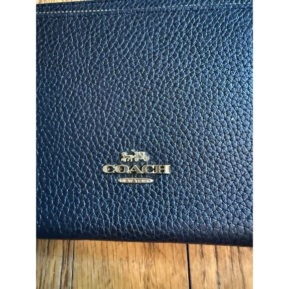 Coach Double Zip Wallet Black Pebbled Leather NWOT - Picture 2 of 5